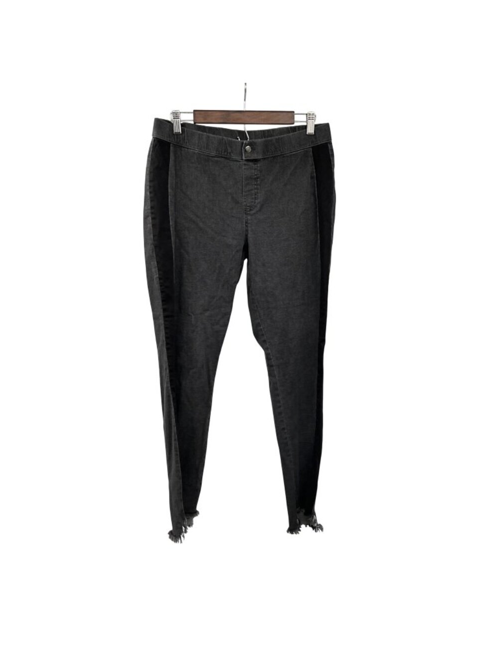 ZEZA B Womens Jeggings Gray/Black Pull On Frayed Cuff Size Large